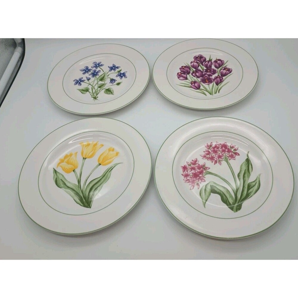 Reed & Barton The Elegant Table Dutch Garden Lunch Salad Plates Set Of 4 Floral